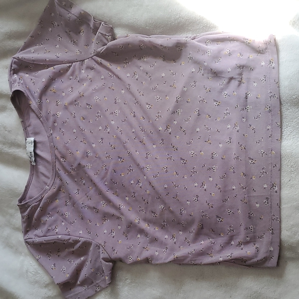 Mesh Layered Floral Lilac Crop Top